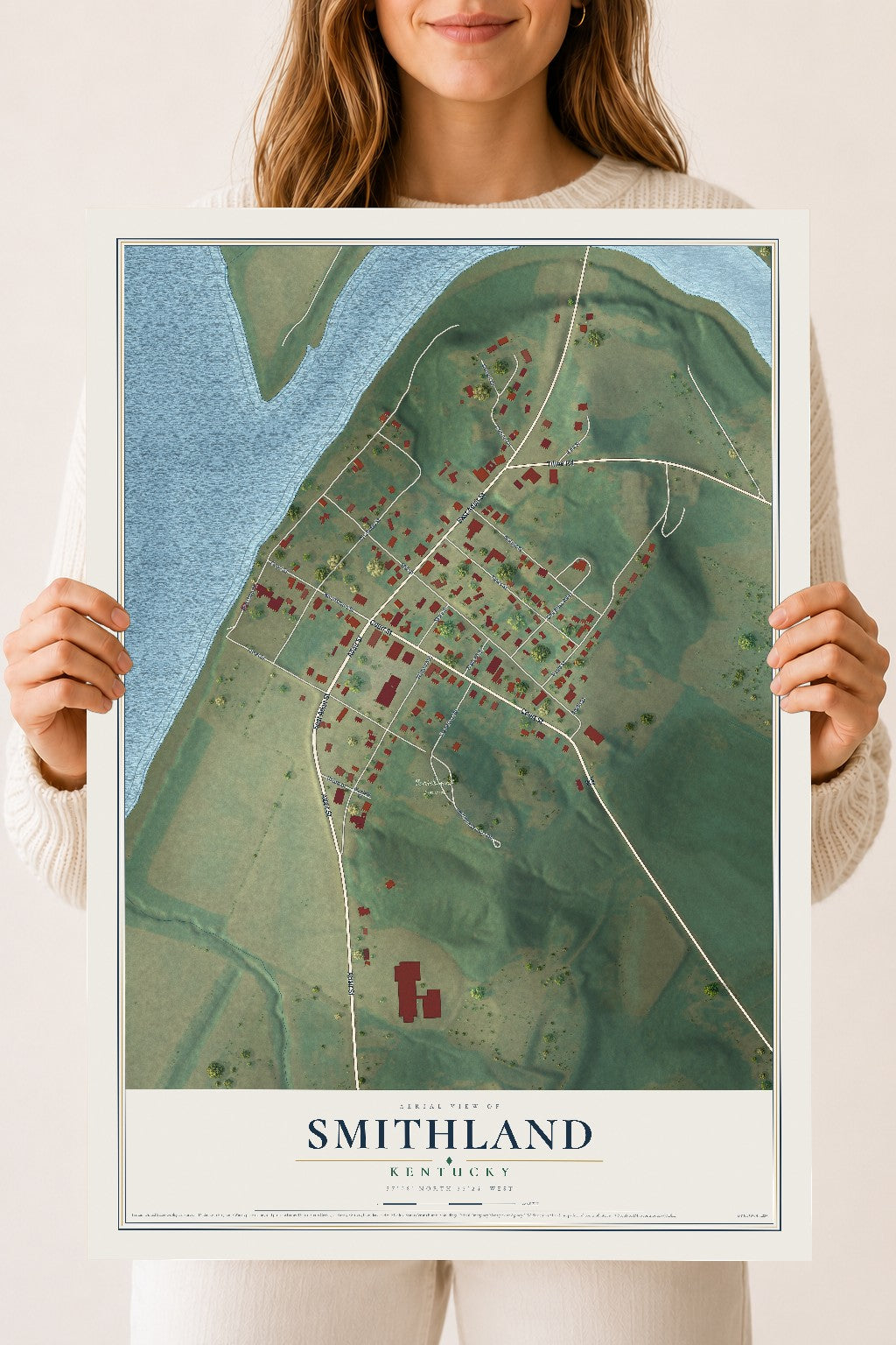Map of Smithland, Kentucky, 18 x 24 inch unframed archival matte print