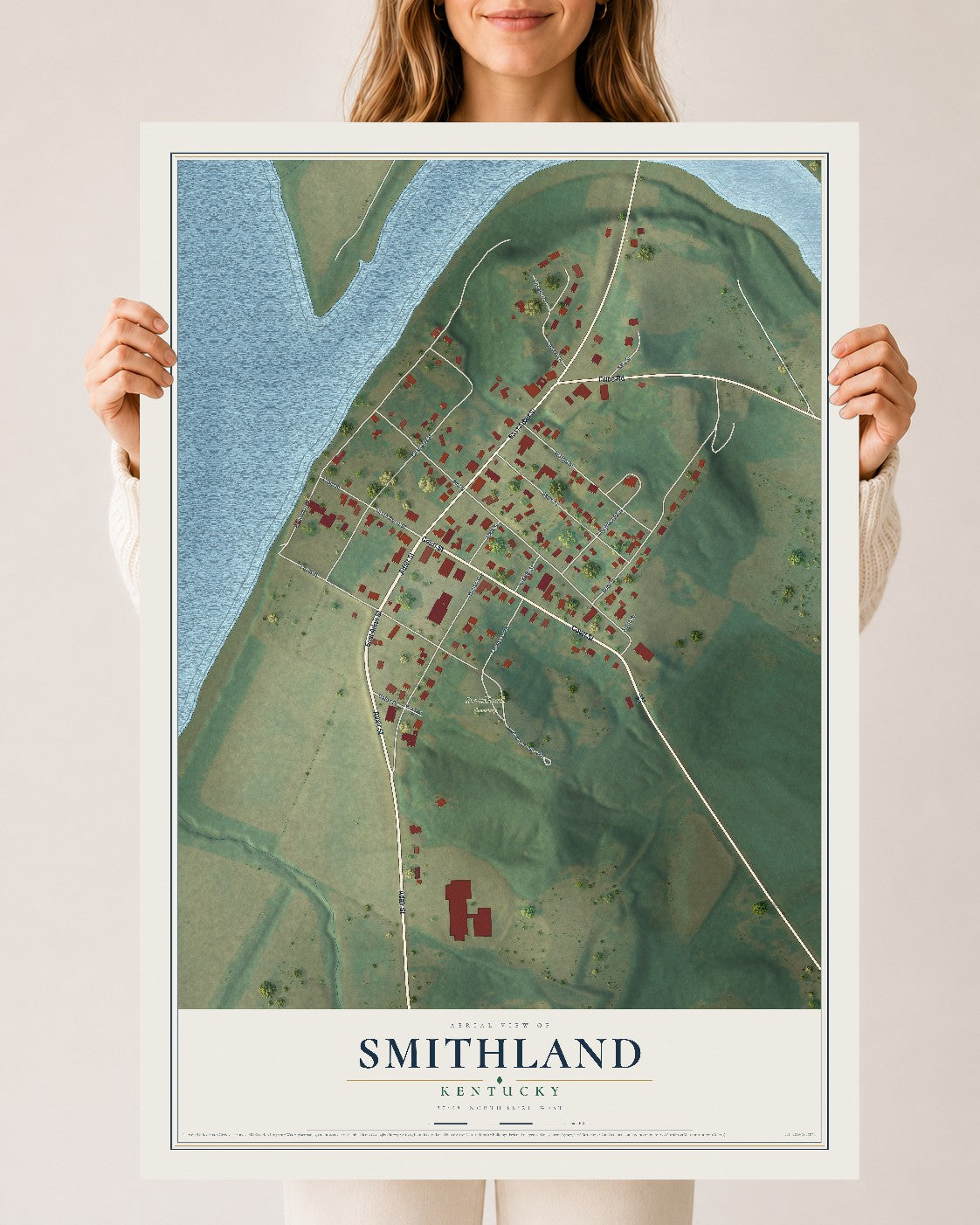 Map of Smithland, Kentucky, 24 x 36 inch unframed archival matte print