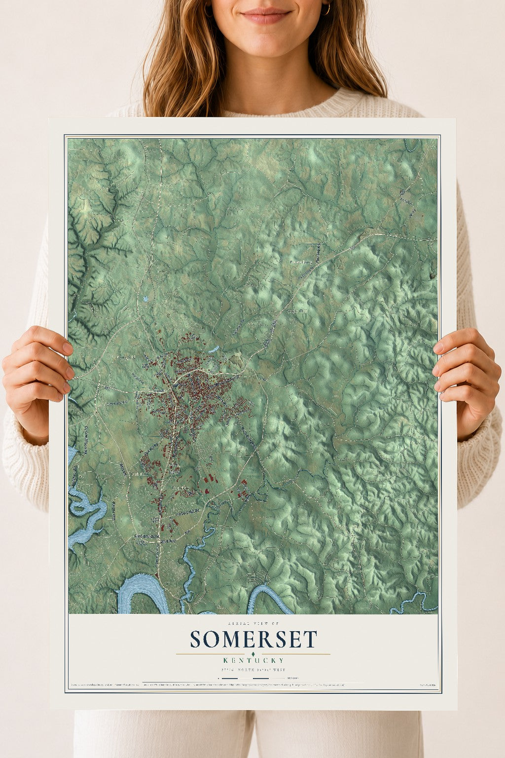 Map of Somerset, Kentucky, 18 x 24 inch unframed archival matte print