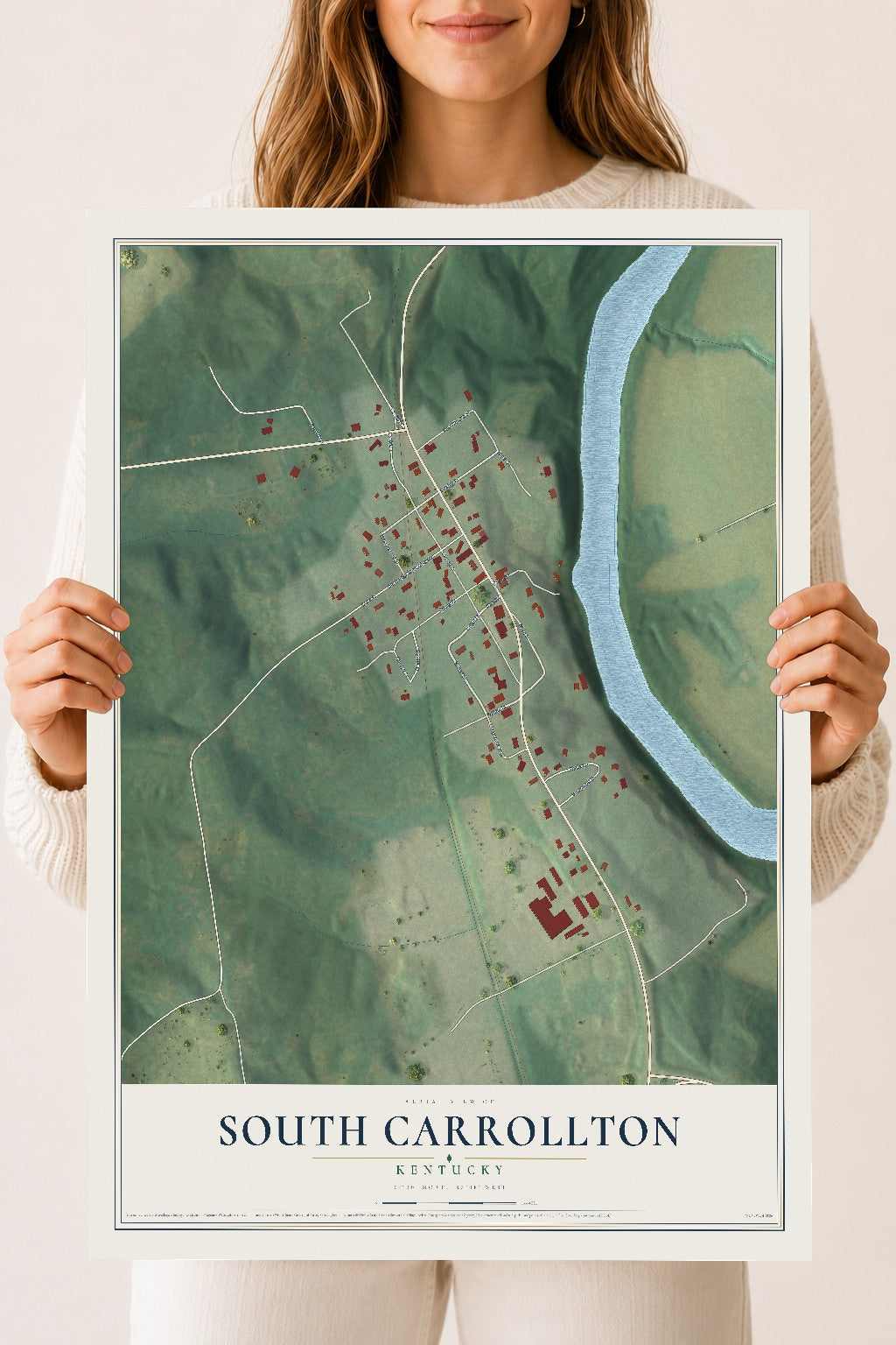 Map of South Carrollton, Kentucky, 18 x 24 inch unframed archival matte print