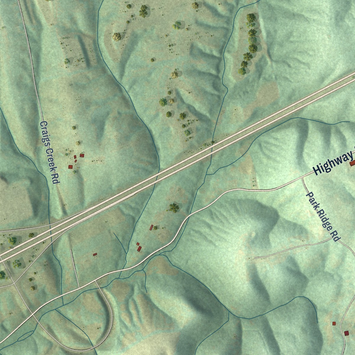 Second close-up of the map of Sparta, Kentucky print showing more streets and buildings