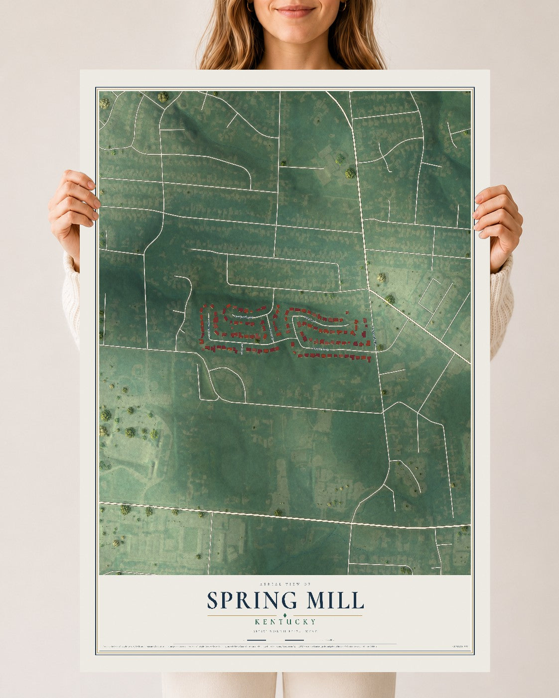 Map of Spring Mill, Kentucky, 24 x 36 inch unframed archival matte print