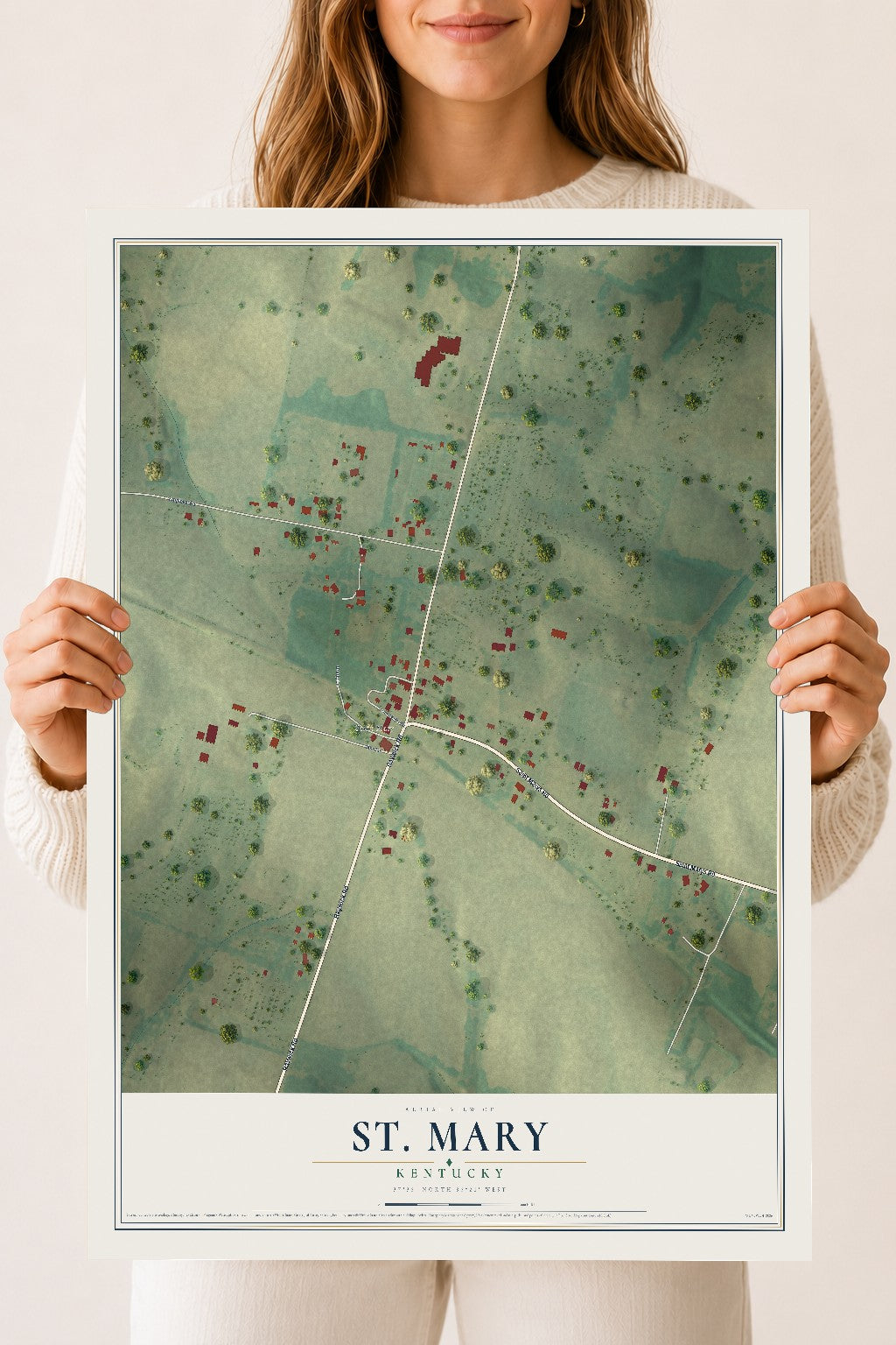 Map of St. Mary, Kentucky, 18 x 24 inch unframed archival matte print
