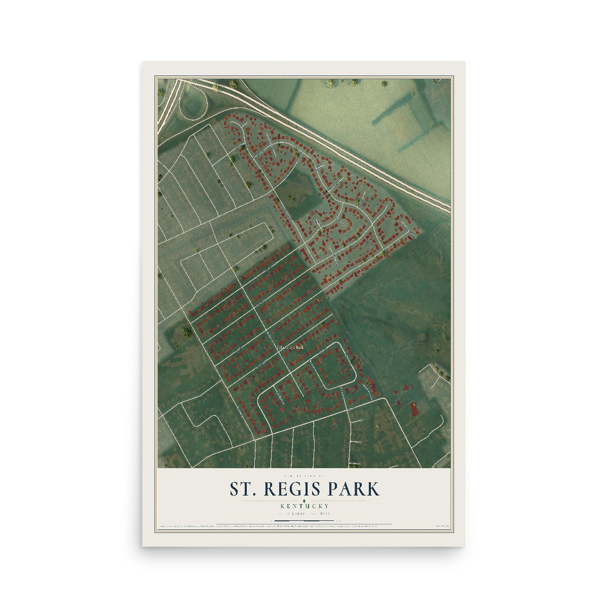 Map of St. Regis Park, Kentucky, 12 x 18 inch unframed archival matte print