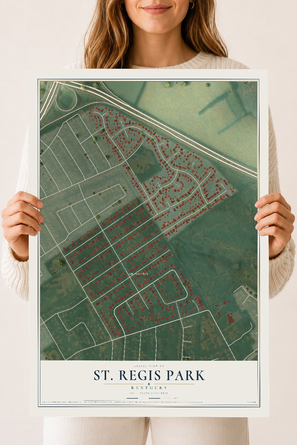 Map of St. Regis Park, Kentucky, 18 x 24 inch unframed archival matte print