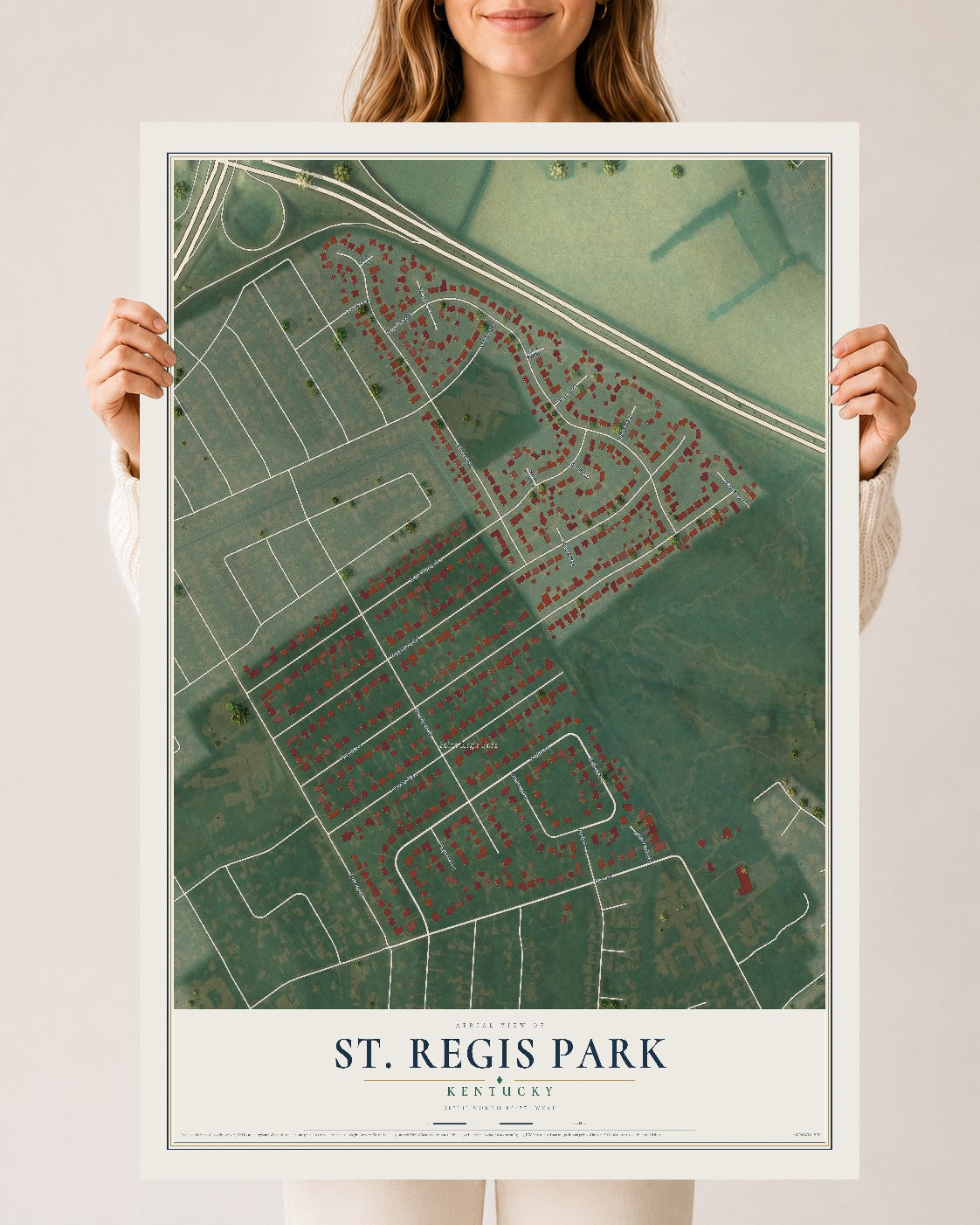 Map of St. Regis Park, Kentucky, 24 x 36 inch unframed archival matte print
