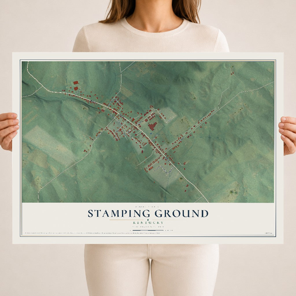 Map of Stamping Ground, Kentucky, 18 x 24 inch unframed archival matte print