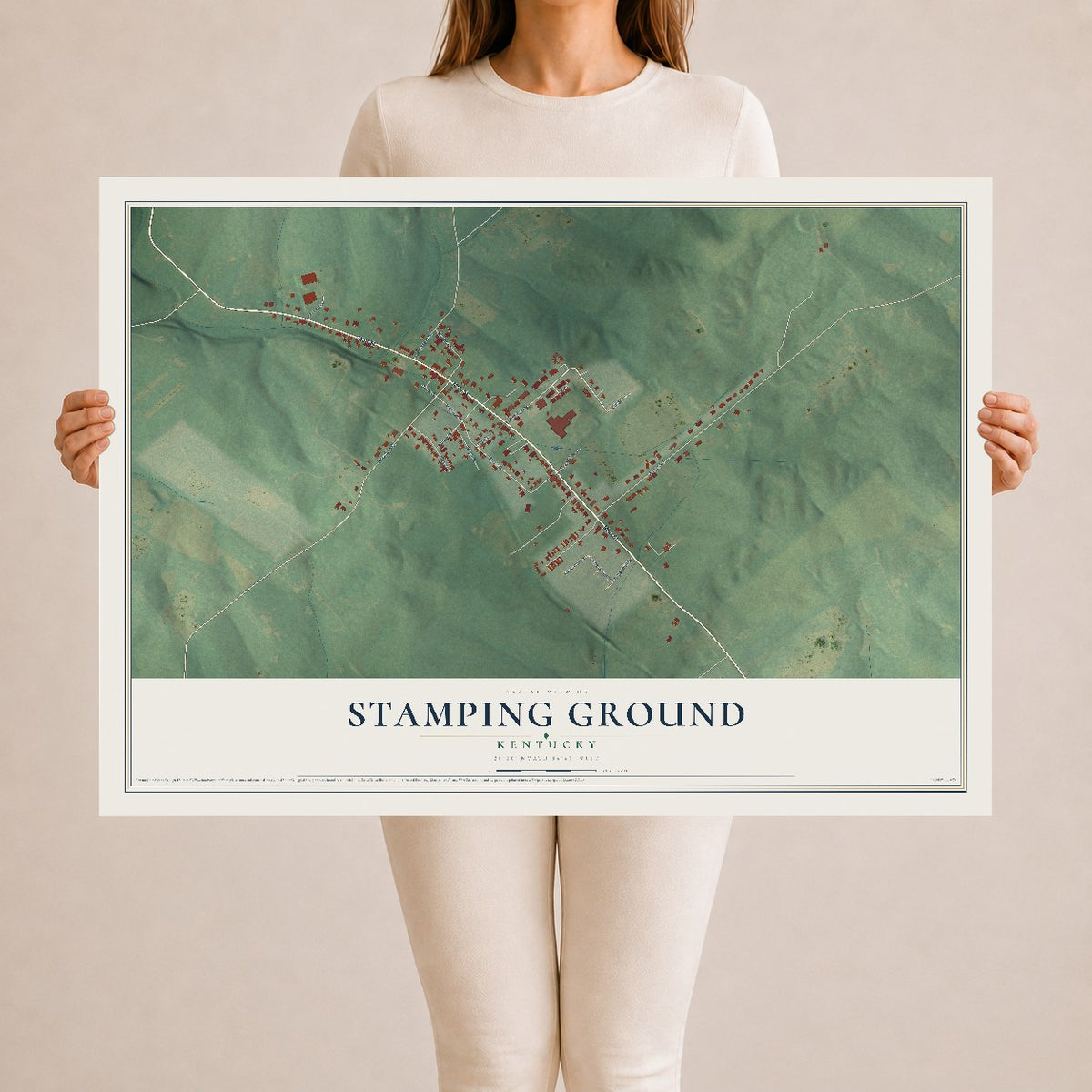 Map of Stamping Ground, Kentucky, 24 x 36 inch unframed archival matte print