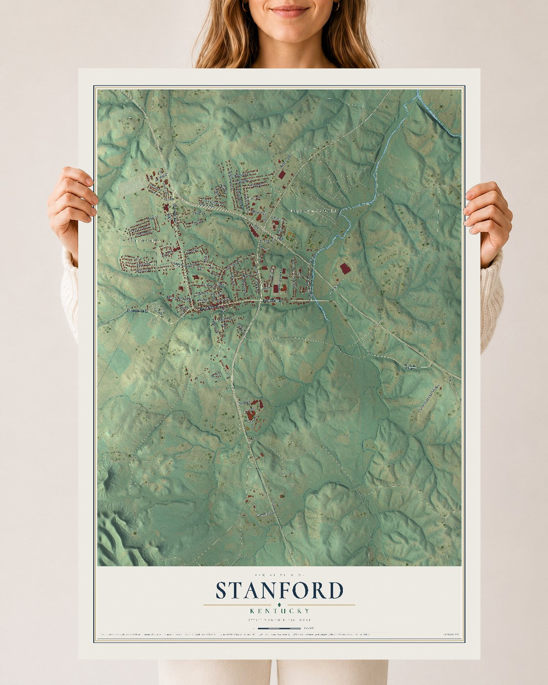 Map of Stanford, Kentucky, 24 x 36 inch unframed archival matte print