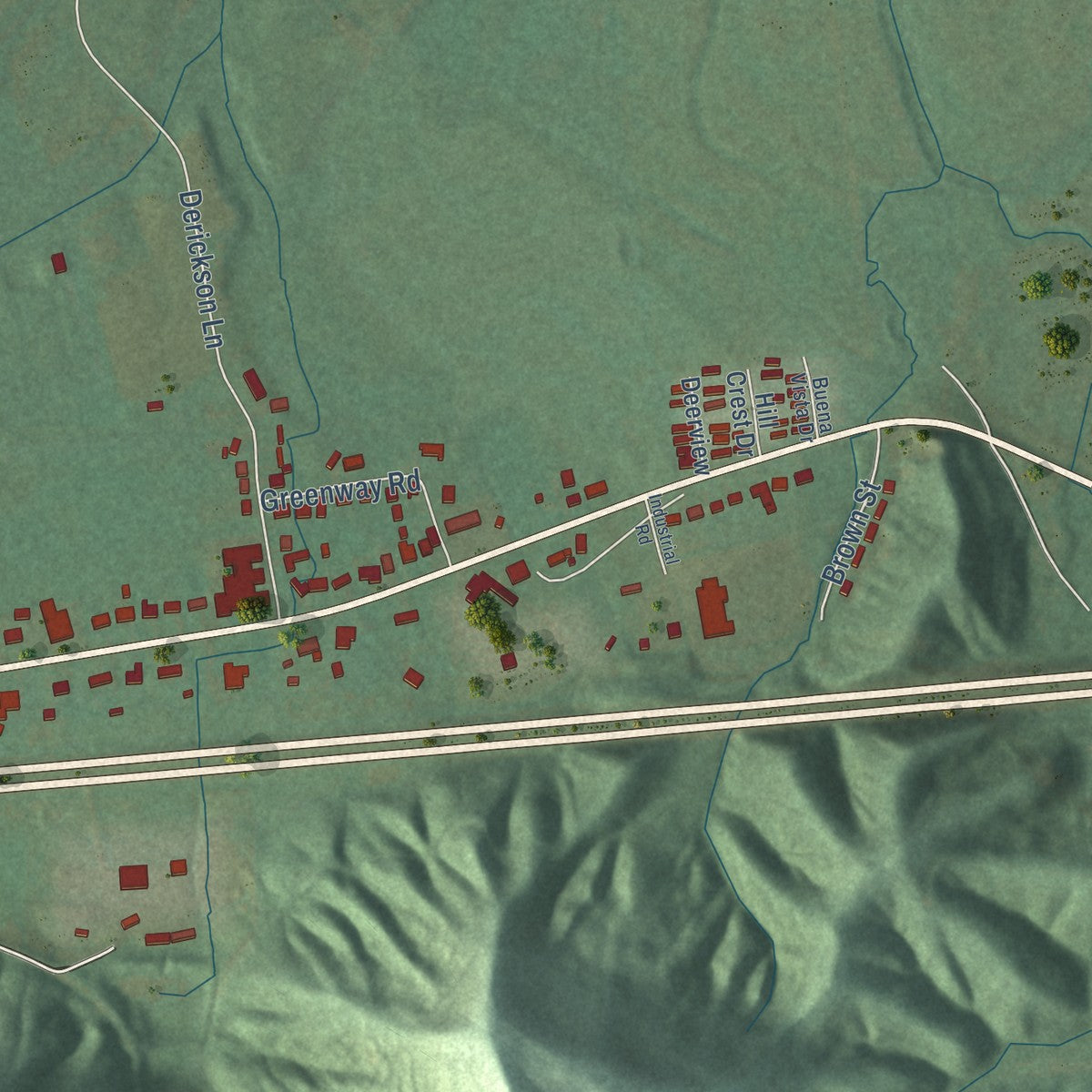 Second close-up of the map of Stanton, Kentucky print showing more streets and buildings