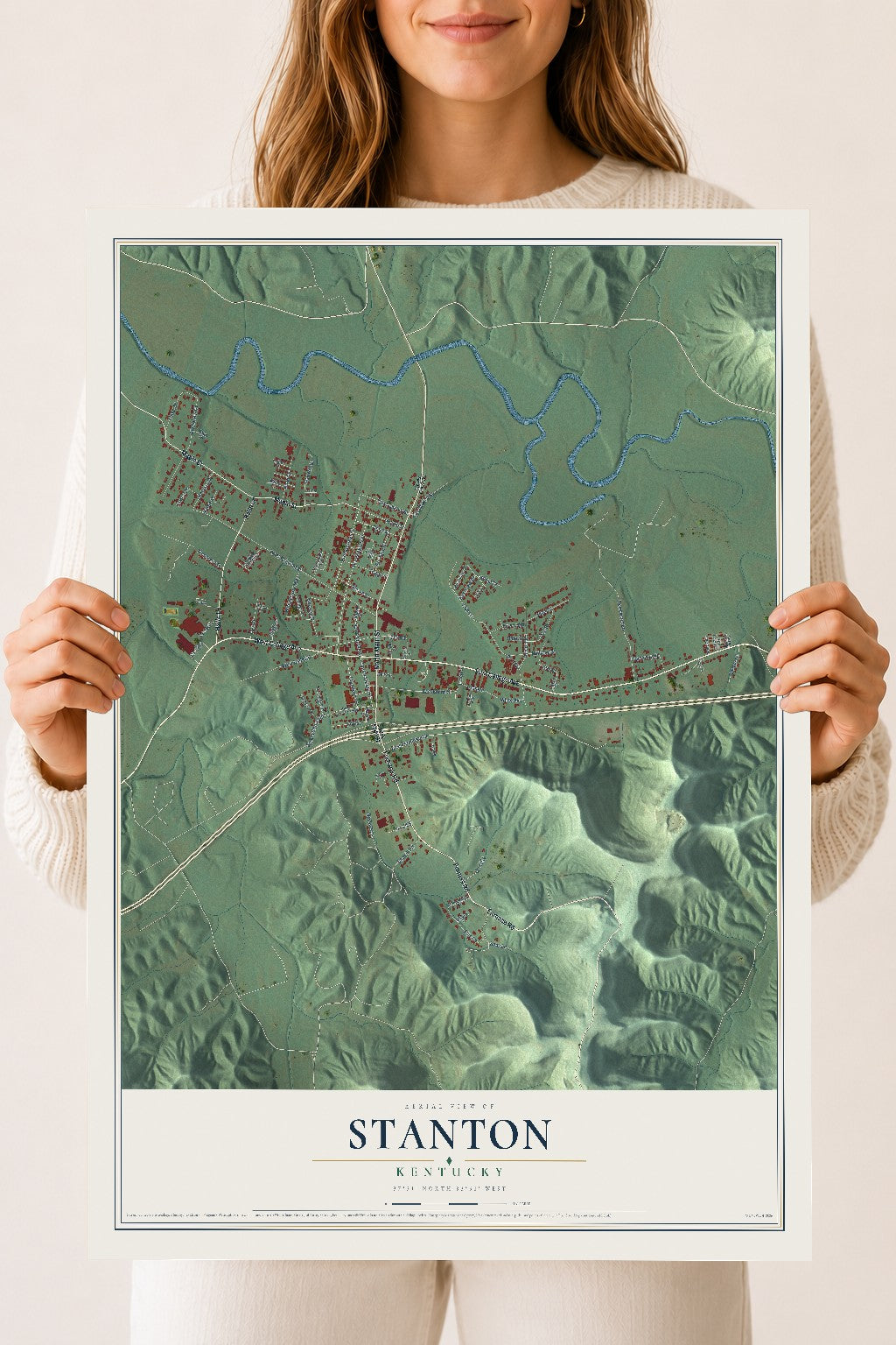Map of Stanton, Kentucky, 18 x 24 inch unframed archival matte print