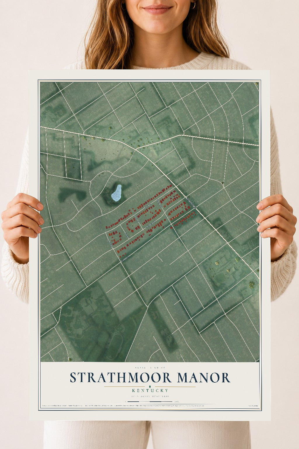 Map of Strathmoor Manor, Kentucky, 18 x 24 inch unframed archival matte print