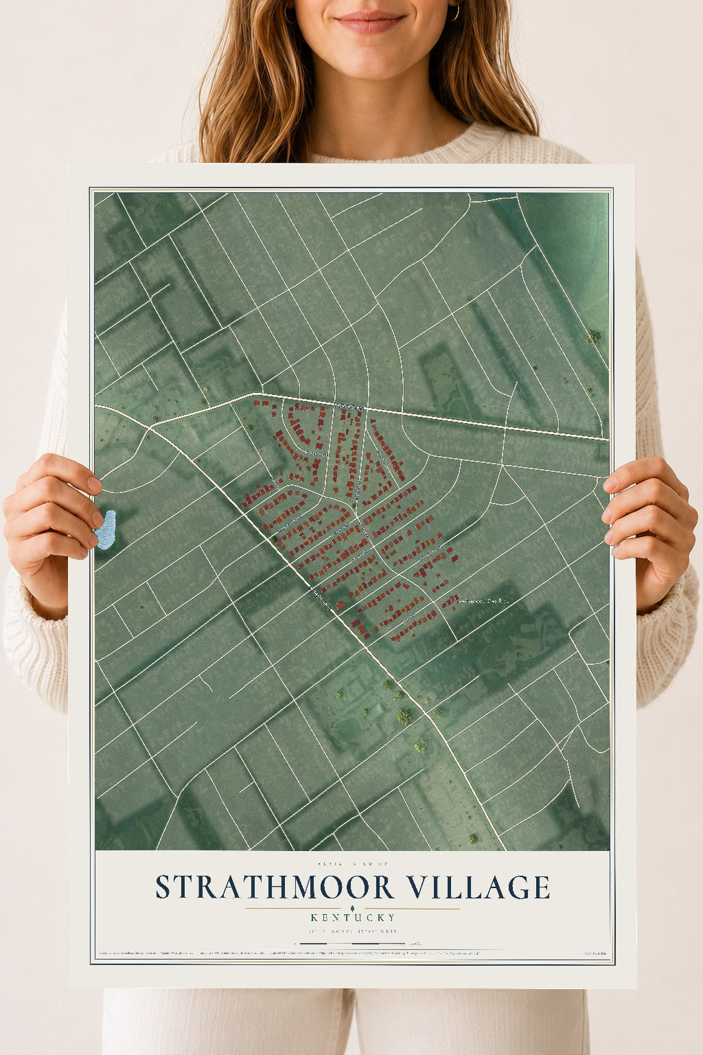 Map of Strathmoor Village, Kentucky, 18 x 24 inch unframed archival matte print