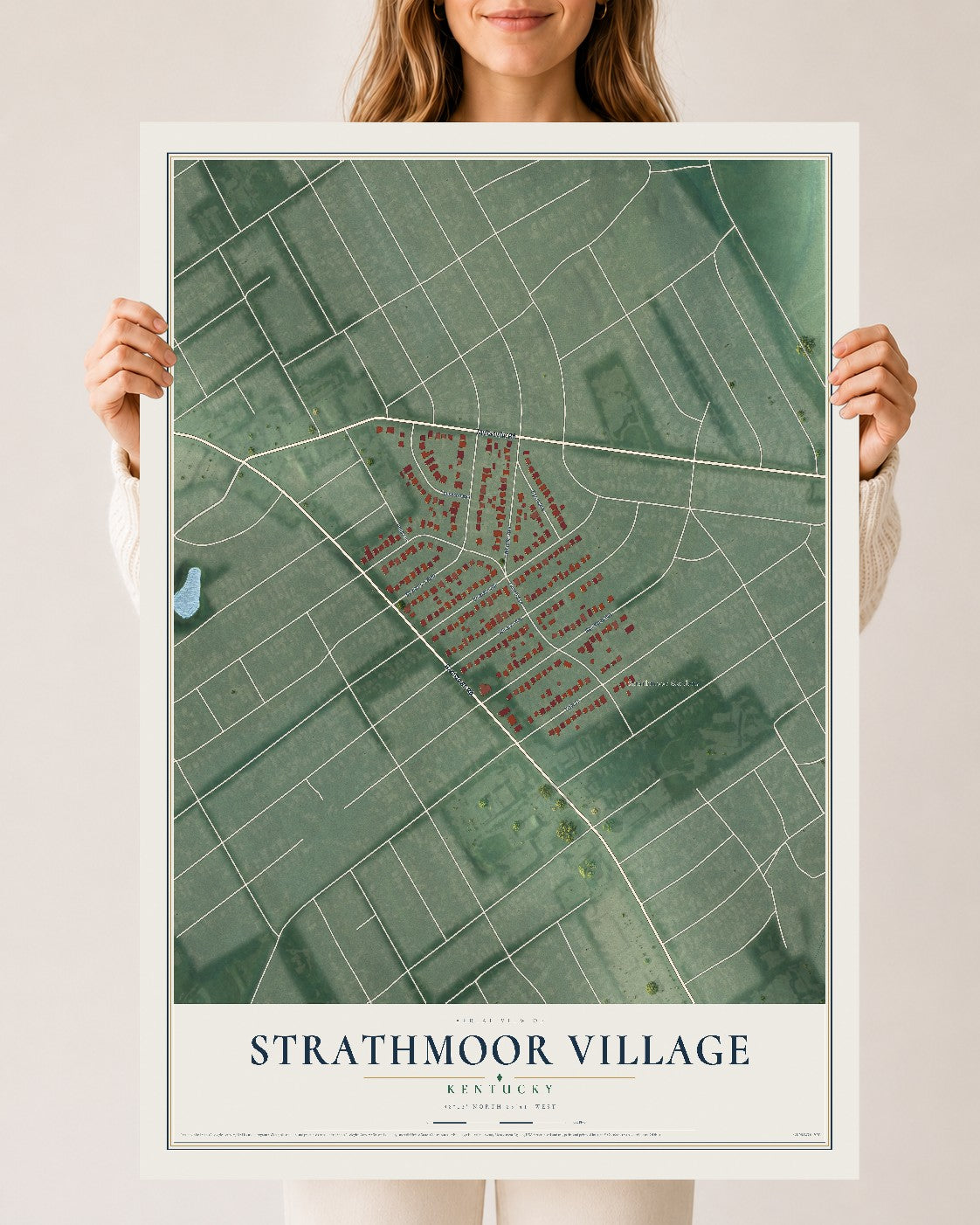 Map of Strathmoor Village, Kentucky, 24 x 36 inch unframed archival matte print