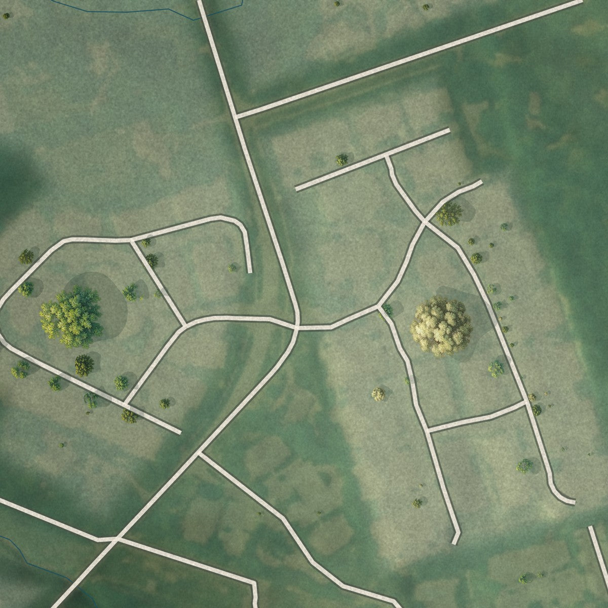 Second close-up of the map of Sycamore, Kentucky print showing more streets and buildings