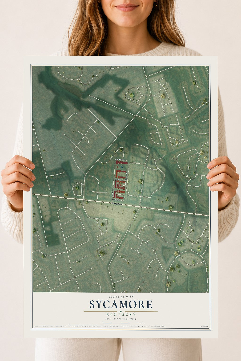 Map of Sycamore, Kentucky, 18 x 24 inch unframed archival matte print