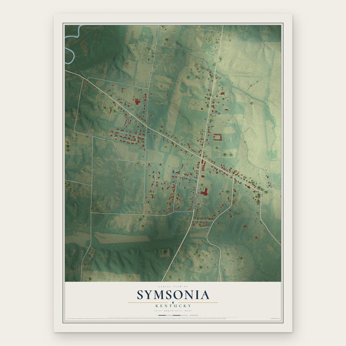 Symsonia, Kentucky map print, the full design
