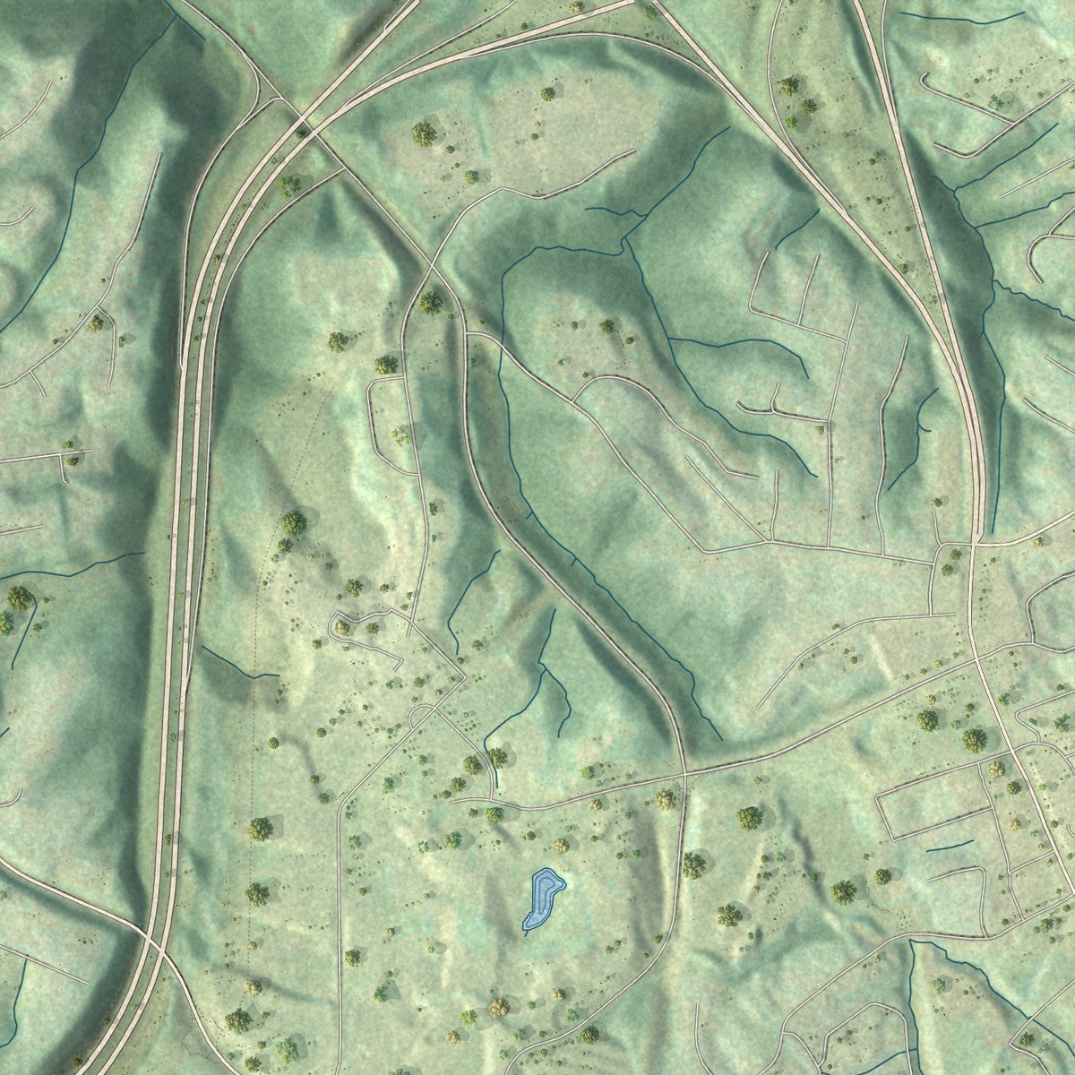 Second close-up of the map of Taylor Mill, Kentucky print showing more streets and buildings