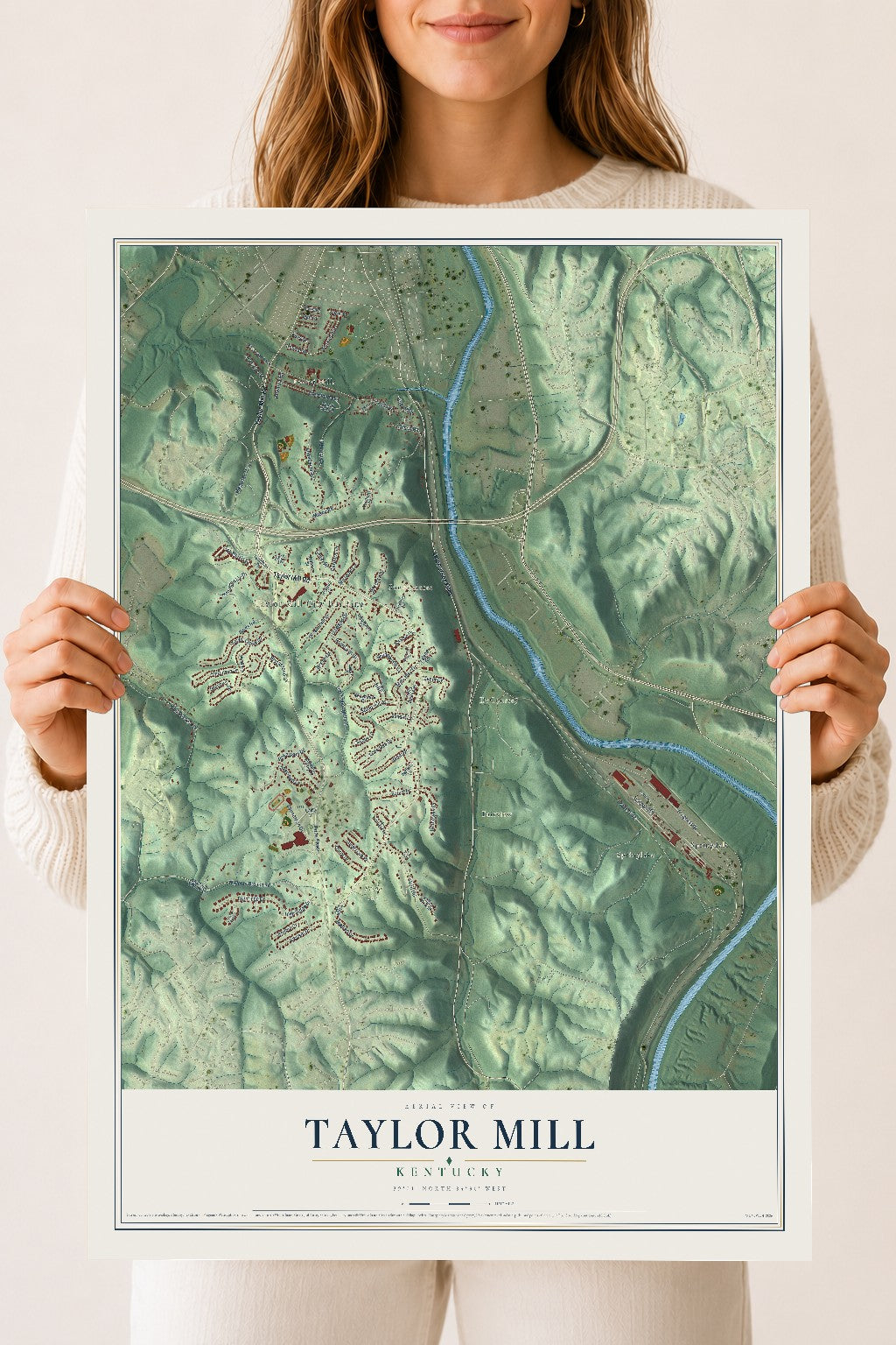 Map of Taylor Mill, Kentucky, 18 x 24 inch unframed archival matte print