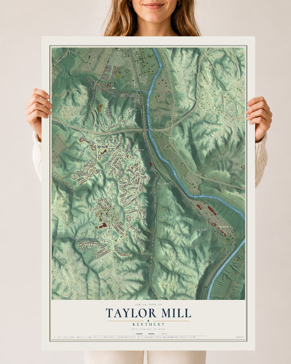 Map of Taylor Mill, Kentucky, 24 x 36 inch unframed archival matte print