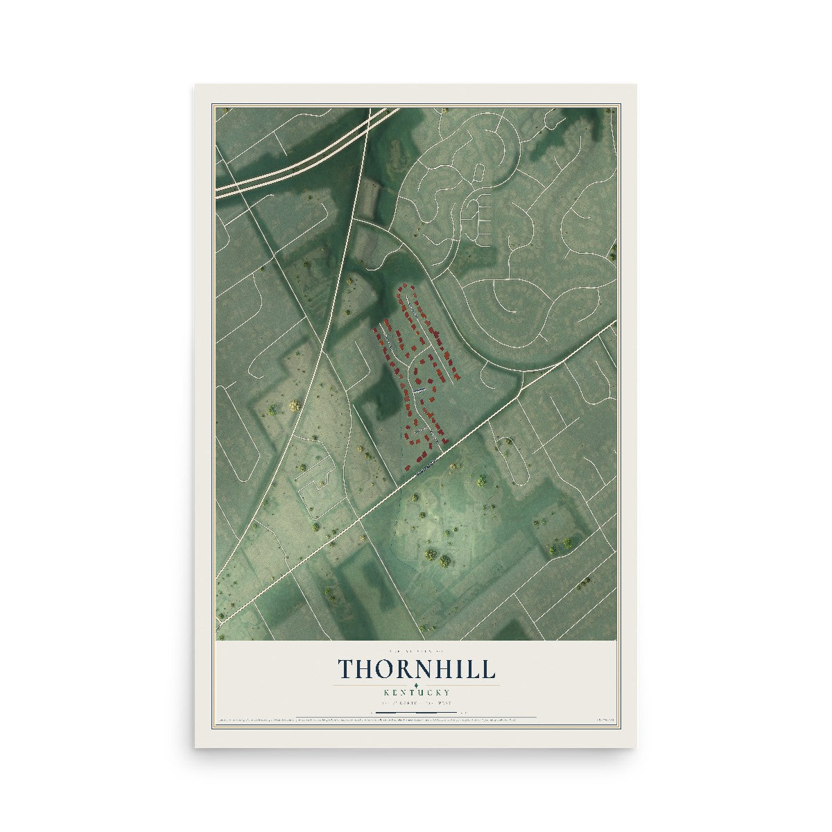 Map of Thornhill, Kentucky, 12 x 18 inch unframed archival matte print