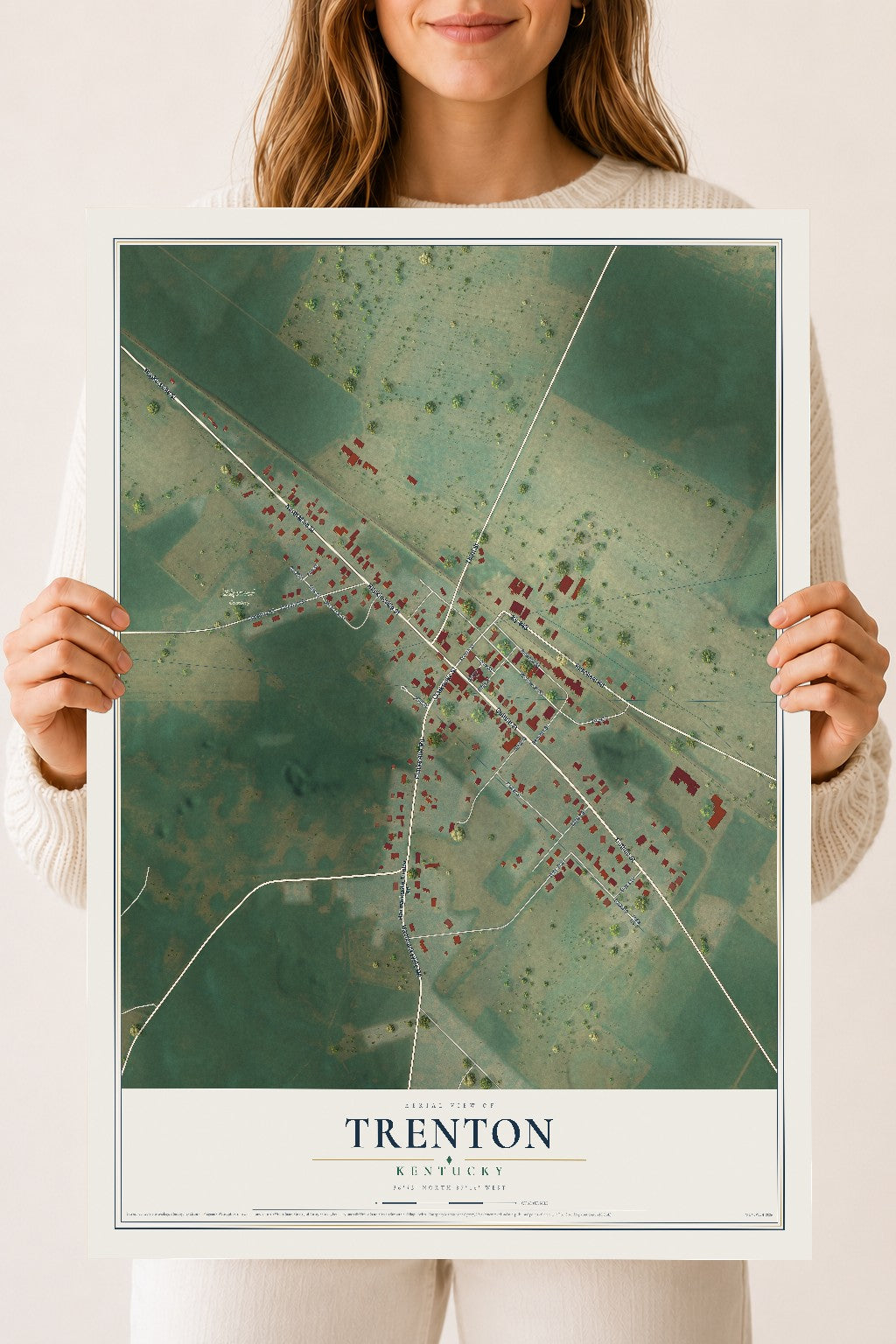 Map of Trenton, Kentucky, 18 x 24 inch unframed archival matte print