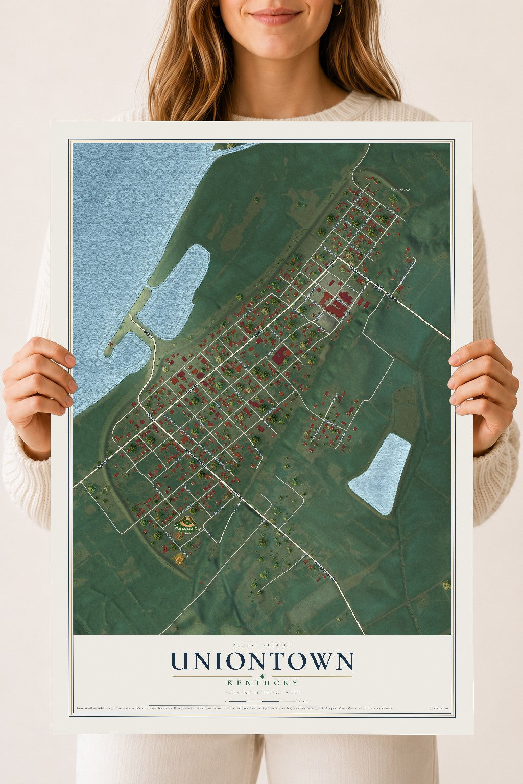Map of Uniontown, Kentucky, 18 x 24 inch unframed archival matte print