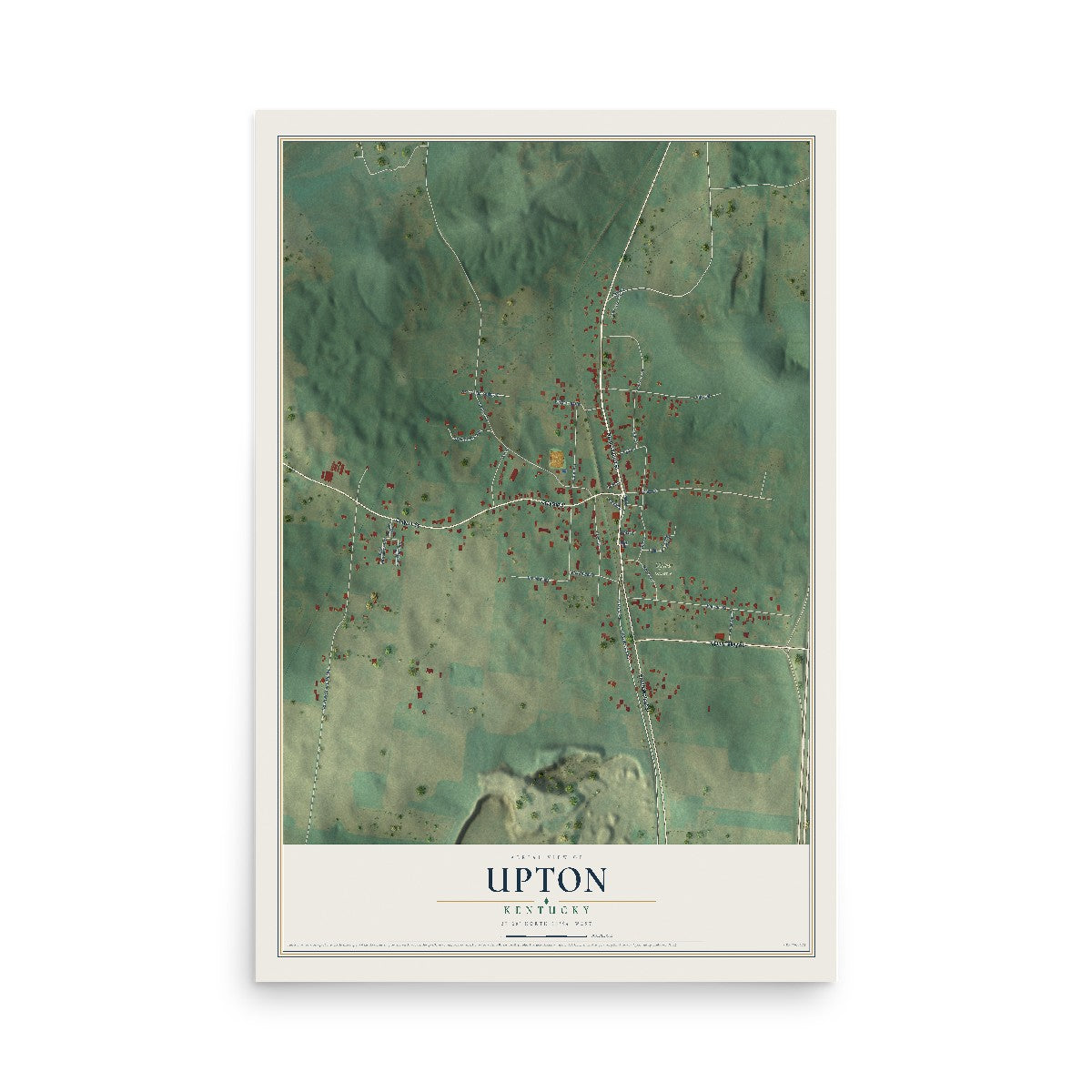 Map of Upton, Kentucky, 12 x 18 inch unframed archival matte print