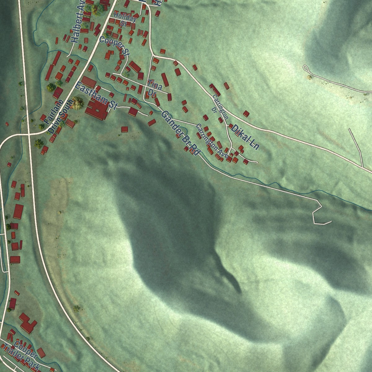 Second close-up of the map of Vanceburg, Kentucky print showing more streets and buildings