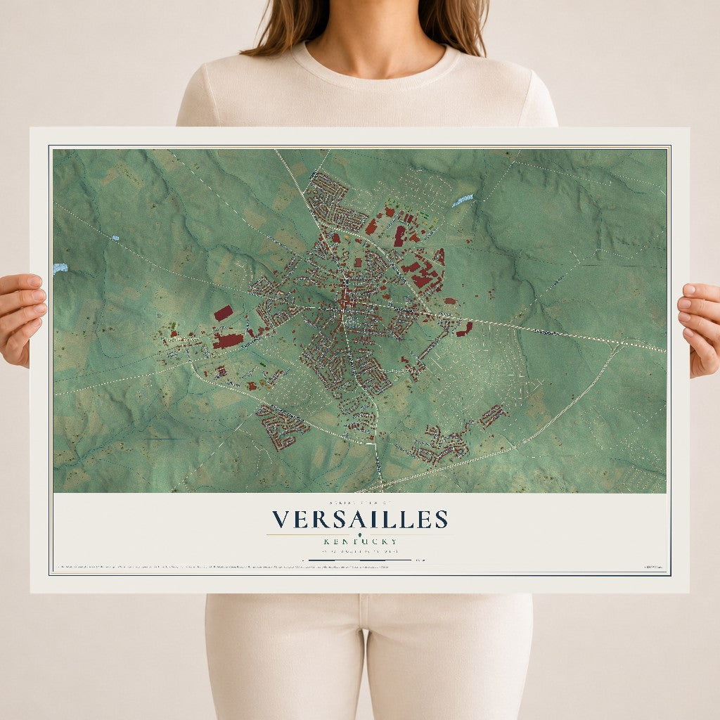 Map of Versailles, Kentucky, 18 x 24 inch unframed archival matte print