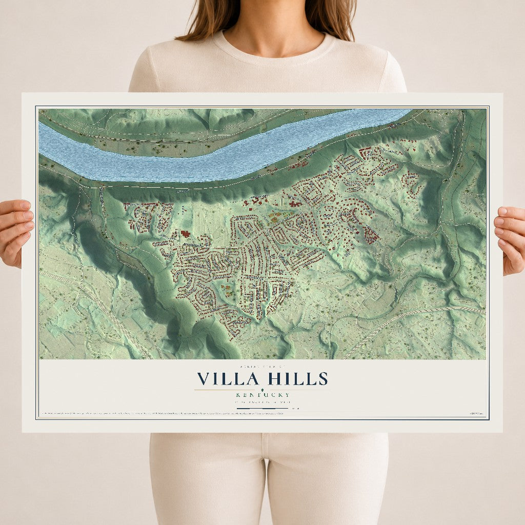 Map of Villa Hills, Kentucky, 18 x 24 inch unframed archival matte print