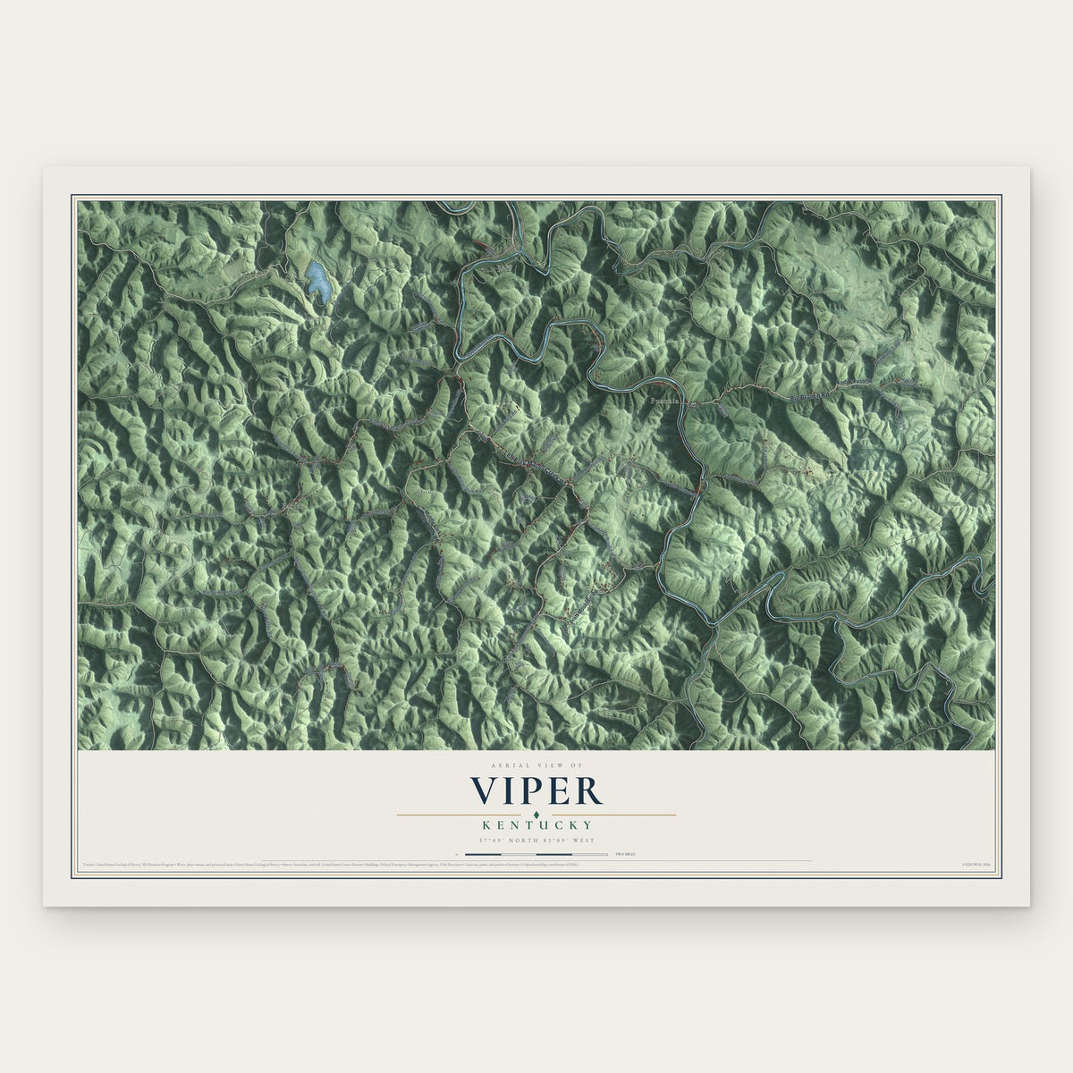 Viper, Kentucky map print, the full design
