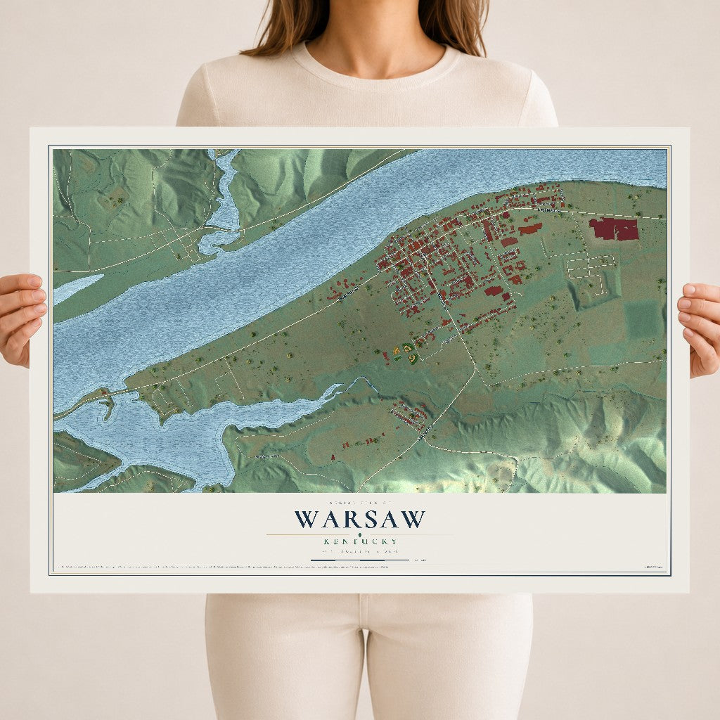 Map of Warsaw, Kentucky, 18 x 24 inch unframed archival matte print