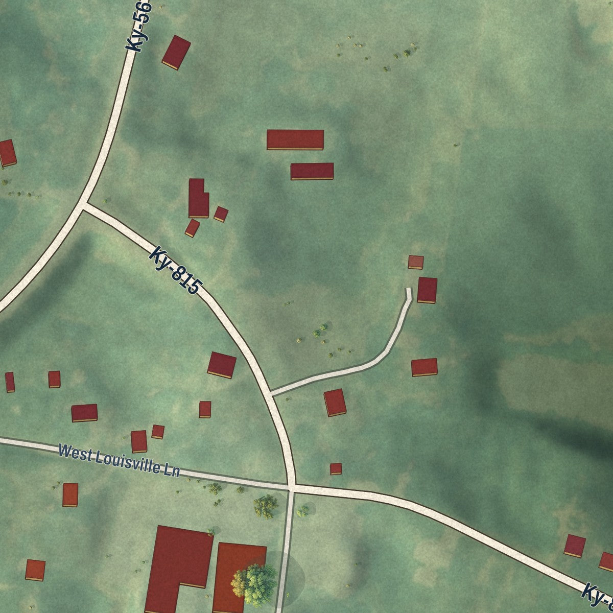 Close-up of the map of West Louisville, Kentucky print showing street and building detail