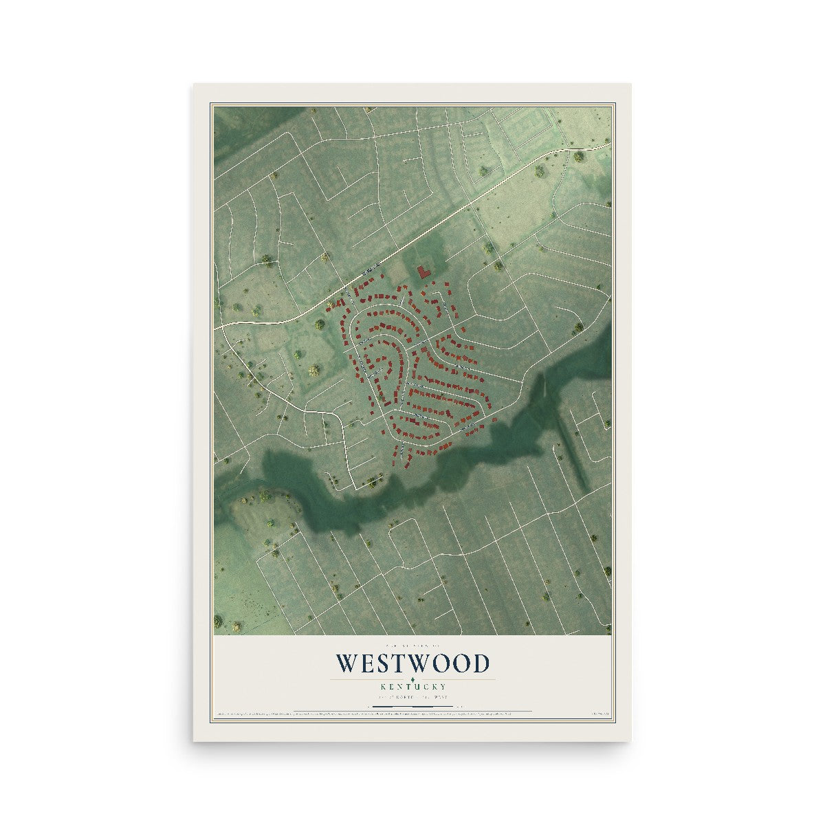 Map of Westwood, Kentucky, 12 x 18 inch unframed archival matte print