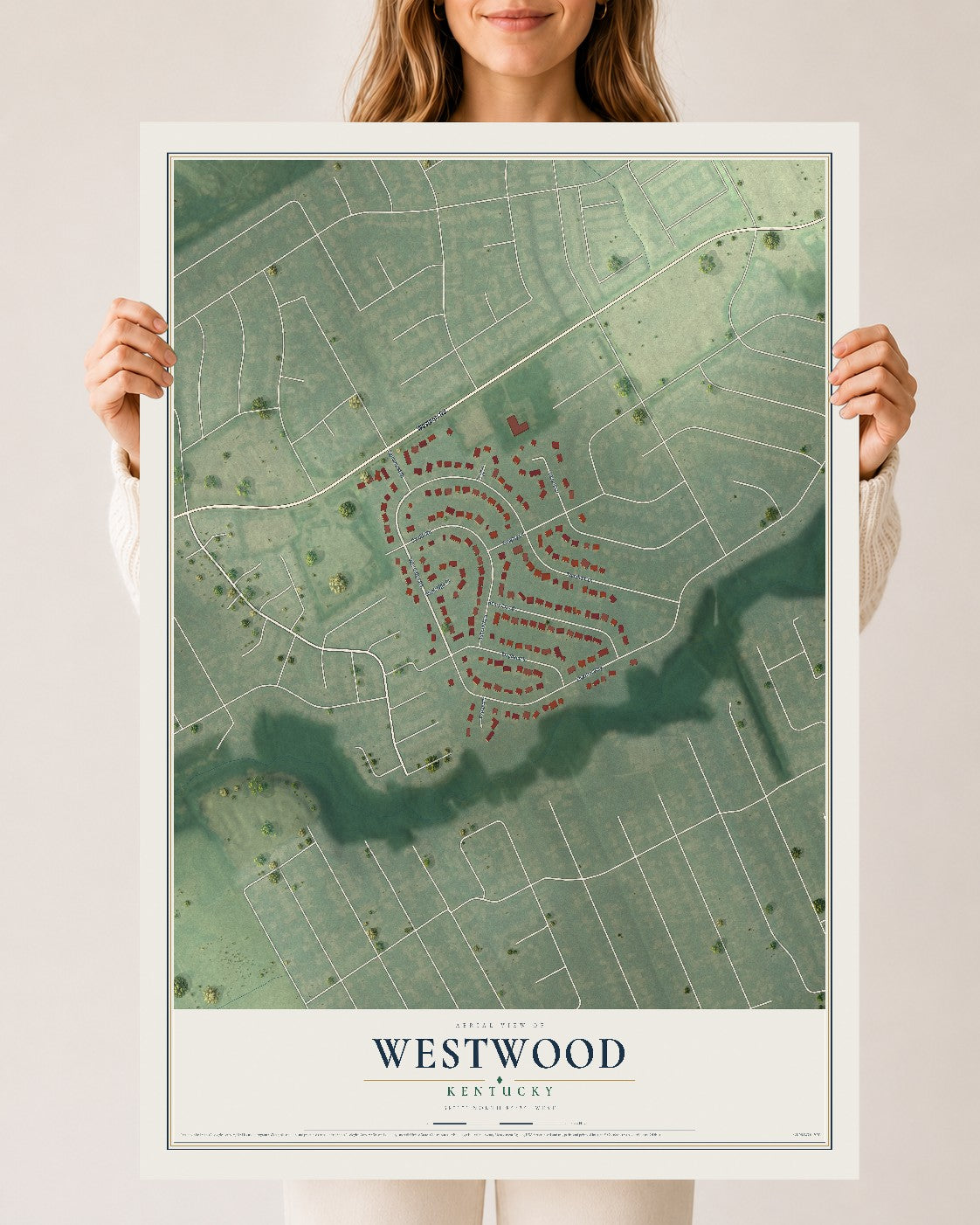 Map of Westwood, Kentucky, 24 x 36 inch unframed archival matte print