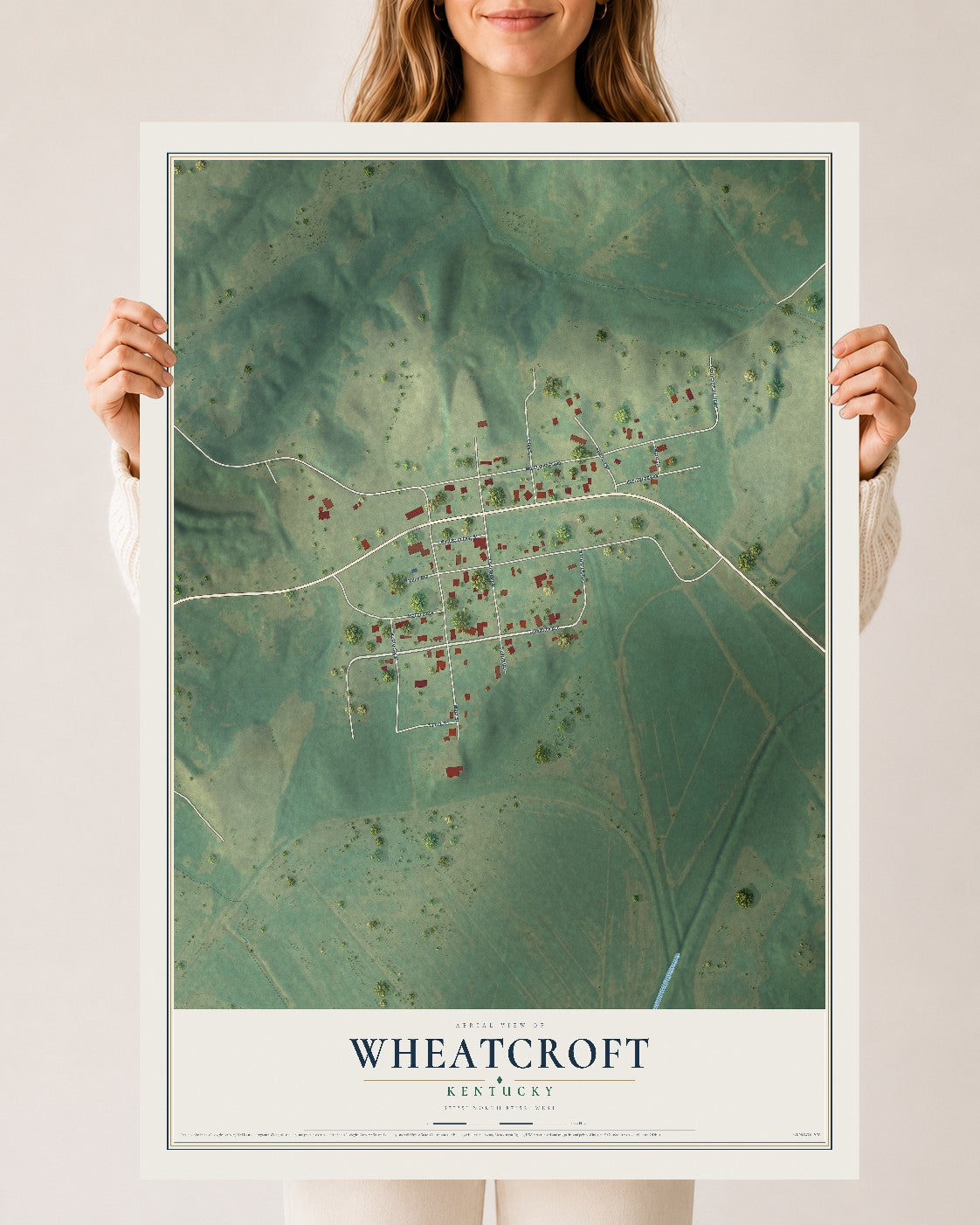 Map of Wheatcroft, Kentucky, 24 x 36 inch unframed archival matte print