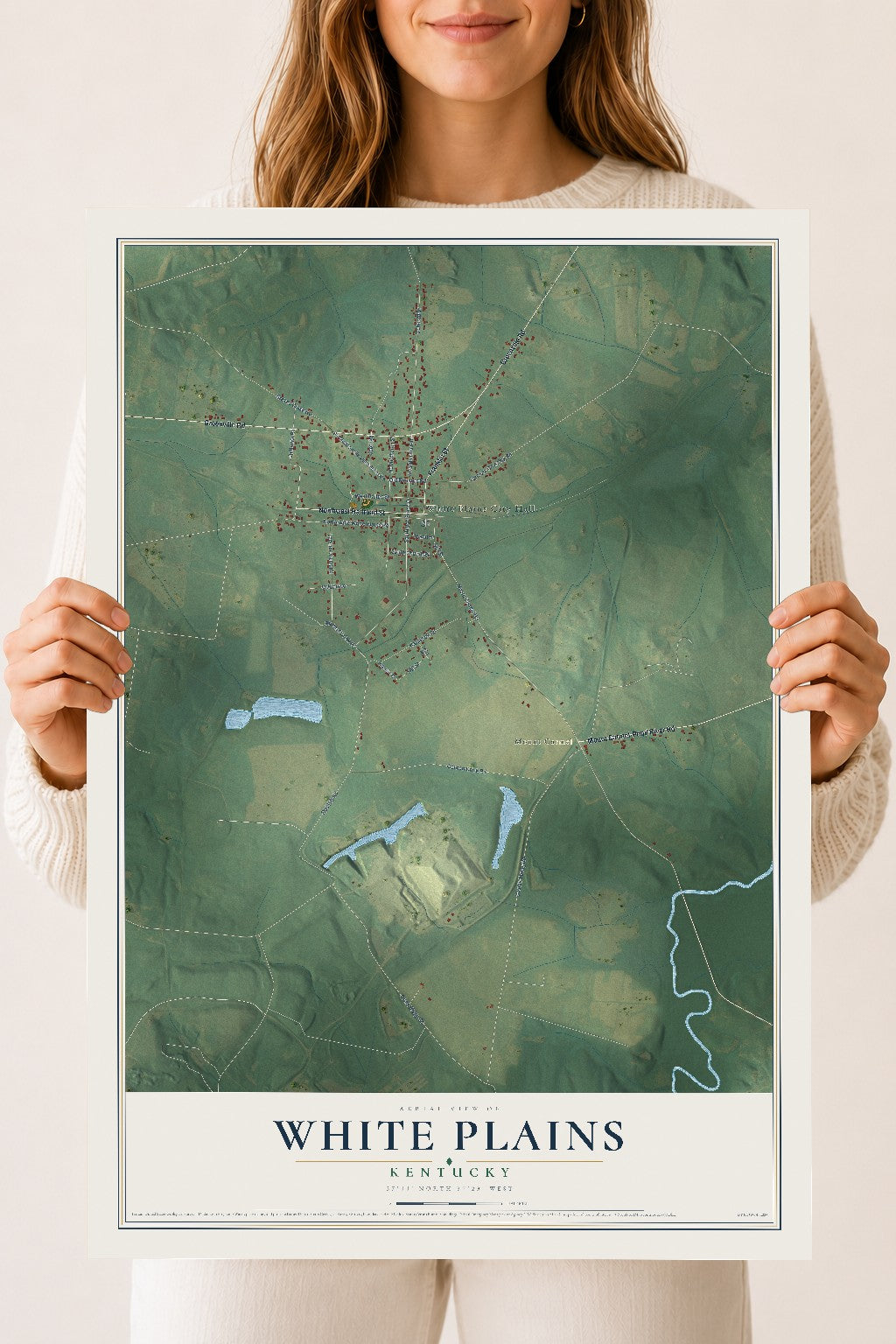 Map of White Plains, Kentucky, 18 x 24 inch unframed archival matte print