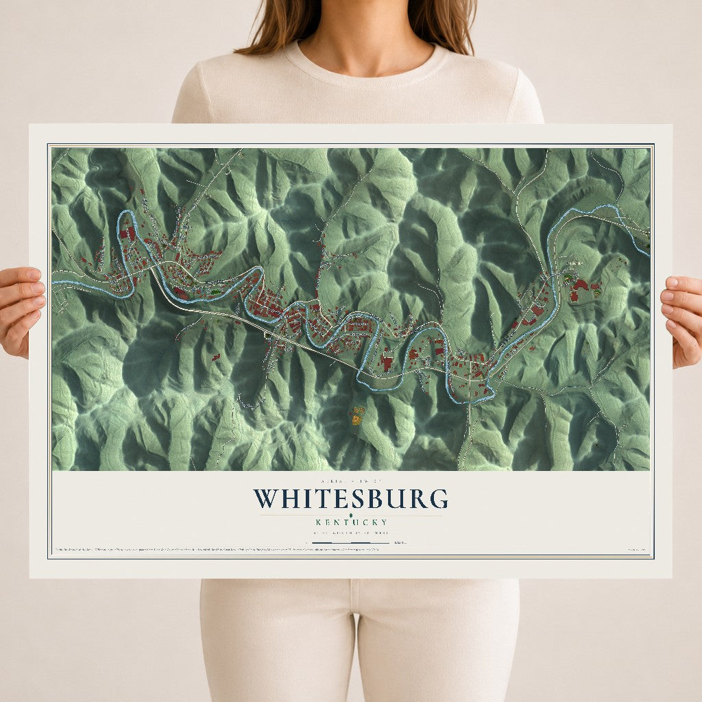 Map of Whitesburg, Kentucky, 18 x 24 inch unframed archival matte print