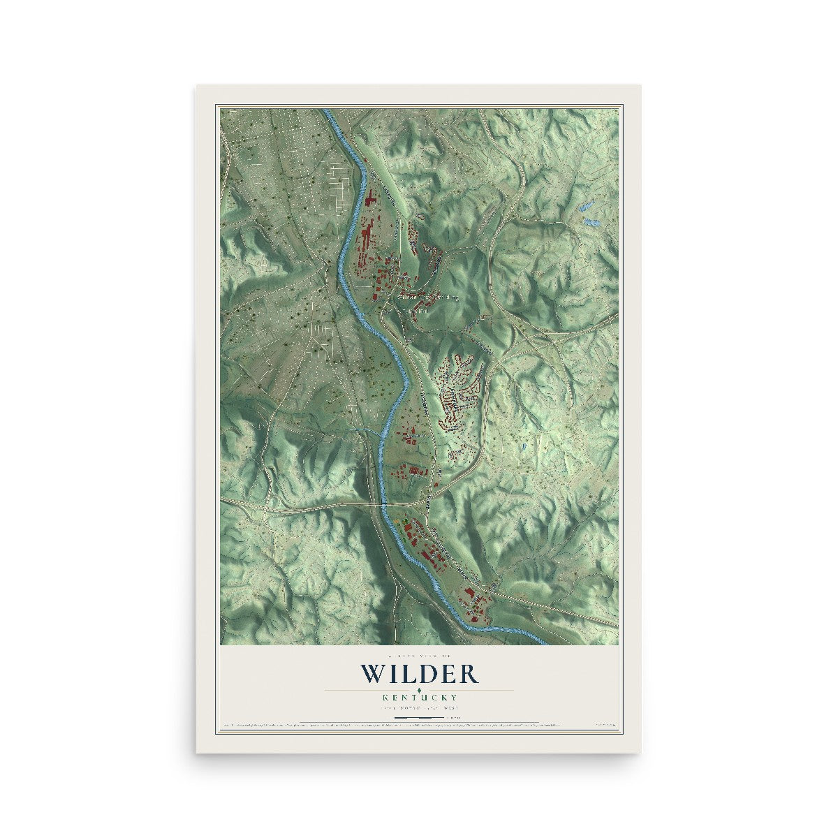 Map of Wilder, Kentucky, 12 x 18 inch unframed archival matte print