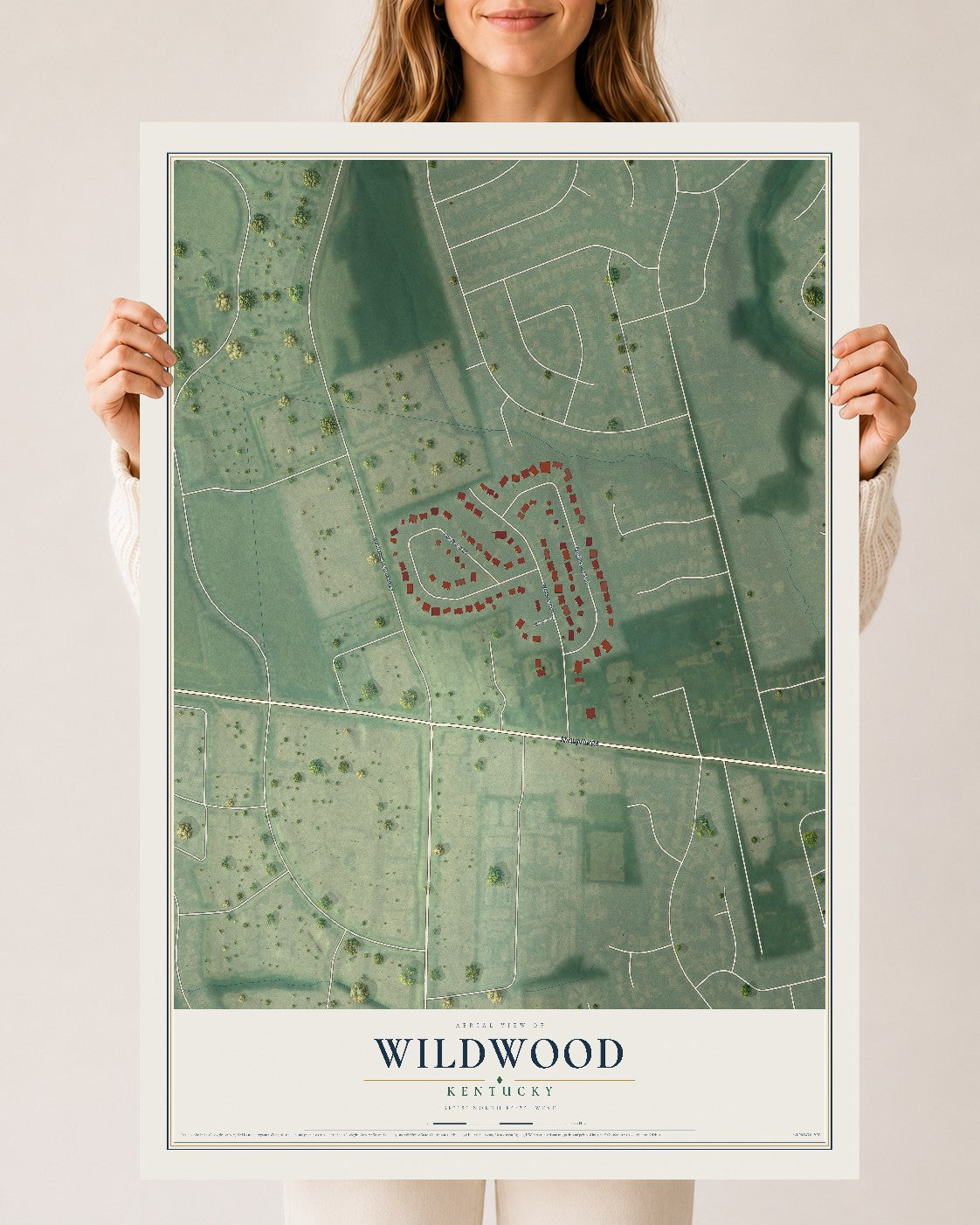 Map of Wildwood, Kentucky, 24 x 36 inch unframed archival matte print