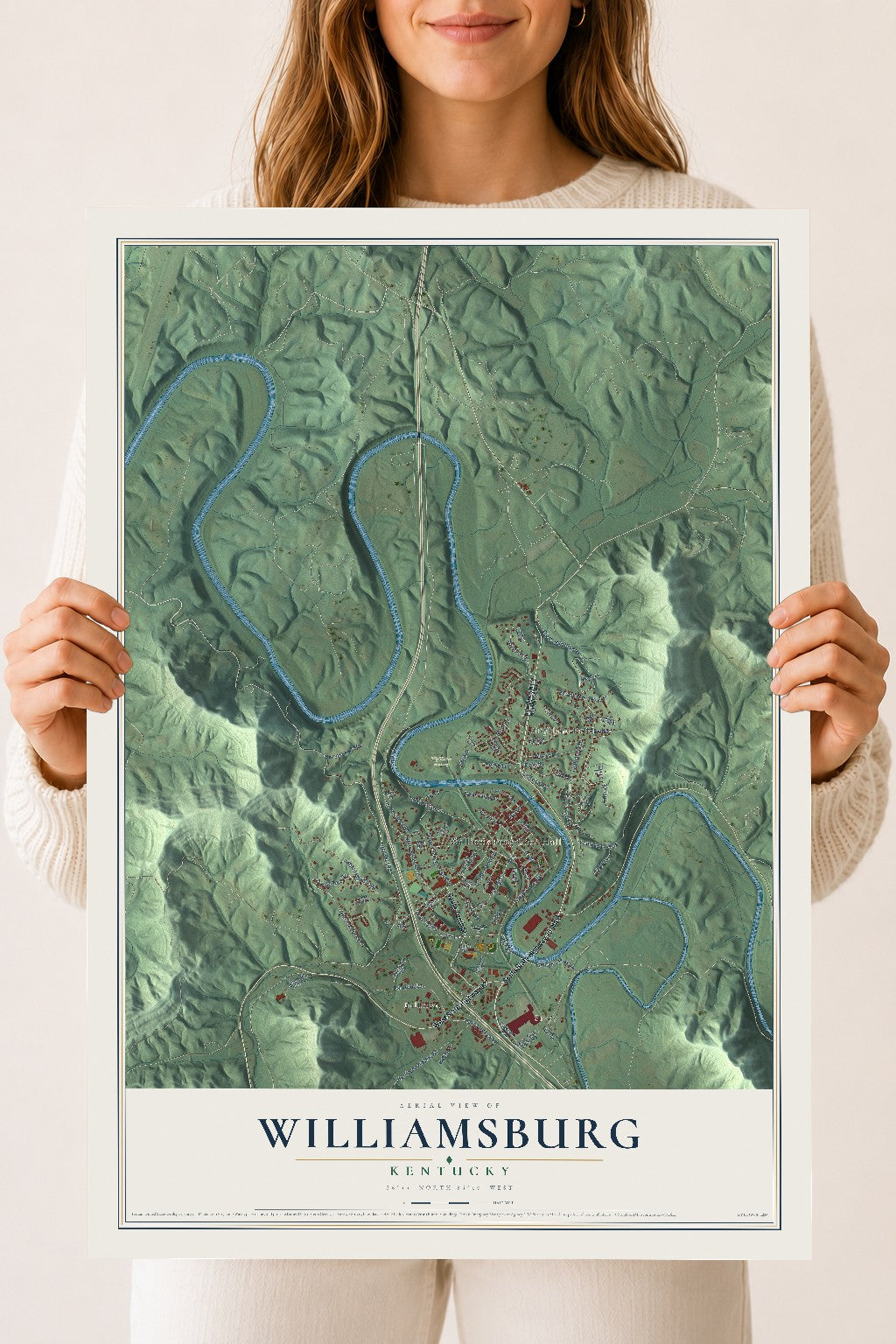 Map of Williamsburg, Kentucky, 18 x 24 inch unframed archival matte print
