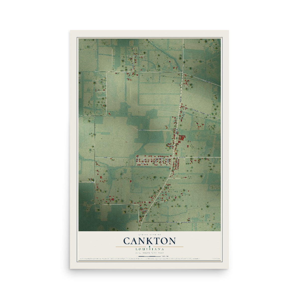 Map of Cankton, Louisiana, 12 x 18 inch unframed archival matte print