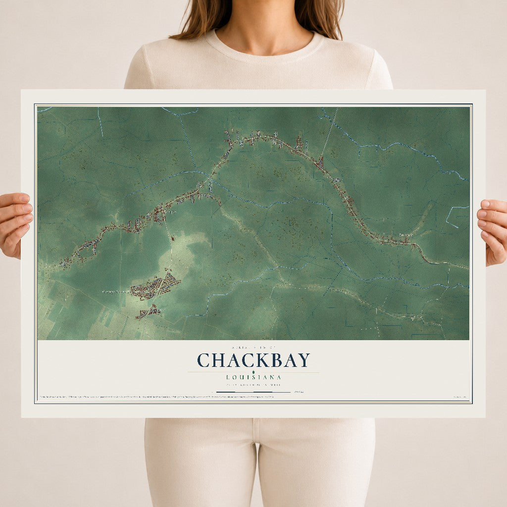 Map of Chackbay, Louisiana, 18 x 24 inch unframed archival matte print