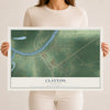 Map of Clayton, Louisiana, 12 x 18 inch unframed archival matte print