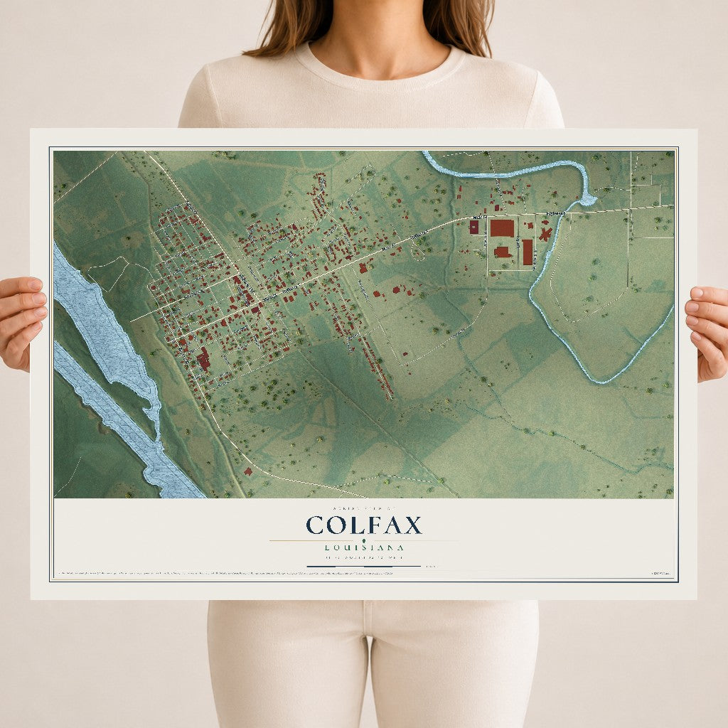 Map of Colfax, Louisiana, 18 x 24 inch unframed archival matte print
