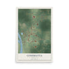 Map of Coushatta, Louisiana, 12 x 18 inch unframed archival matte print