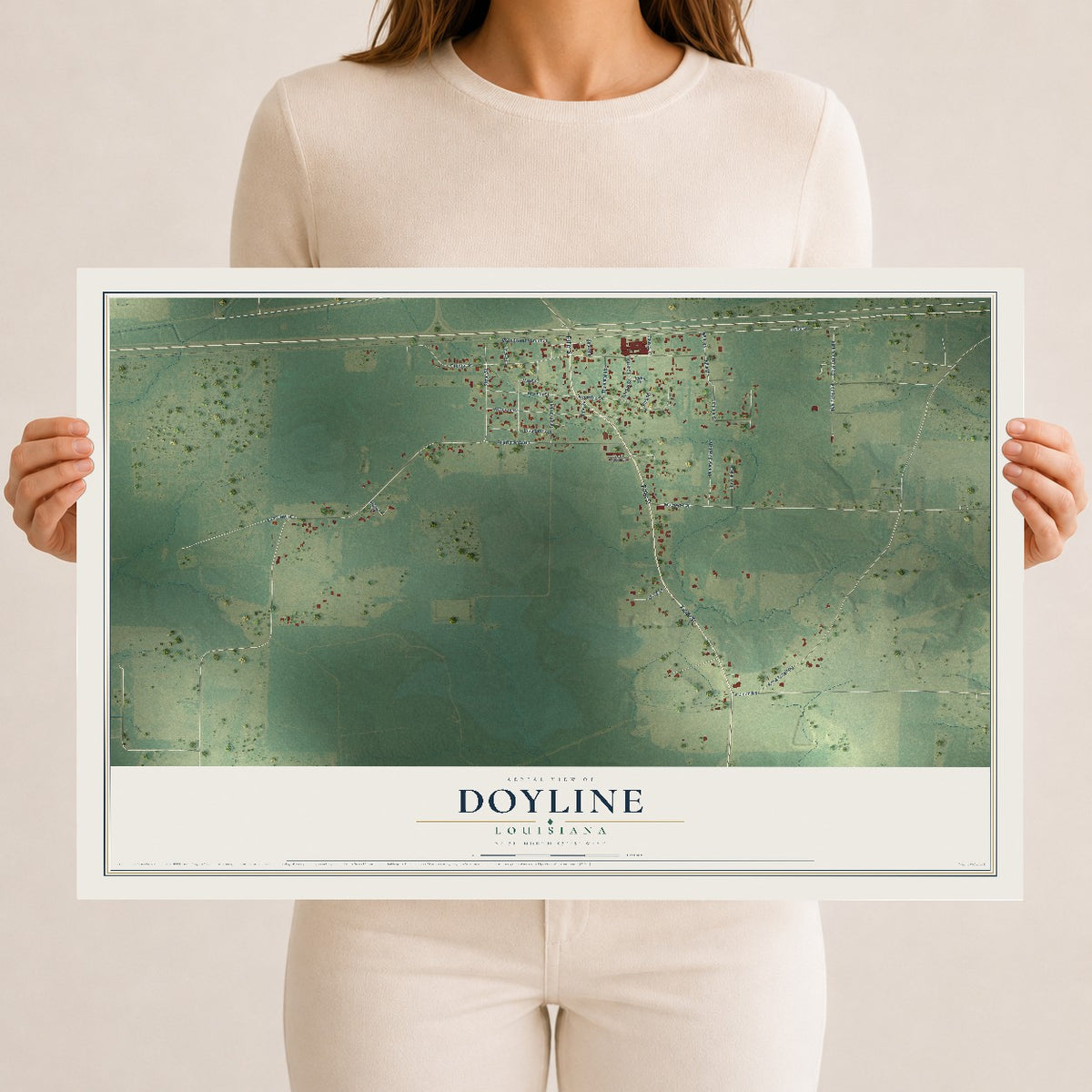 Map of Doyline, Louisiana, 12 x 18 inch unframed archival matte print