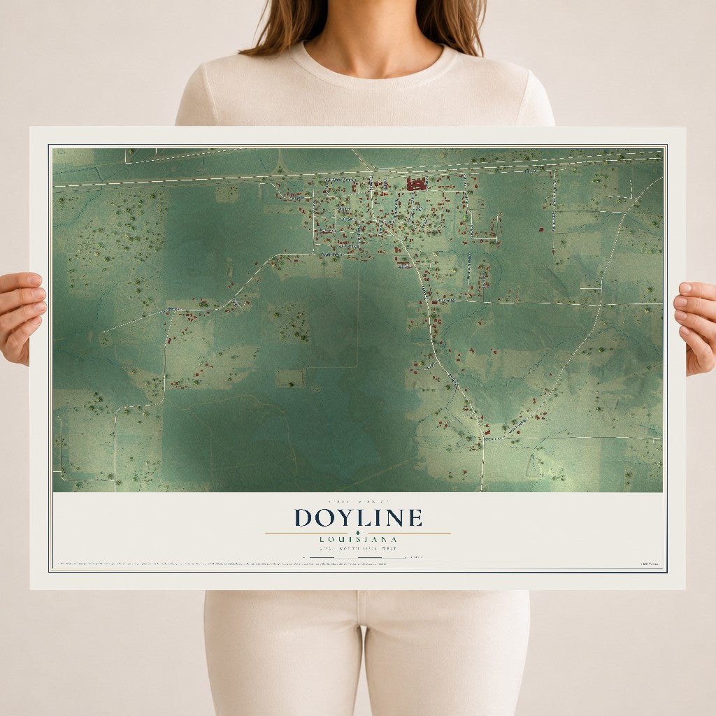 Map of Doyline, Louisiana, 18 x 24 inch unframed archival matte print