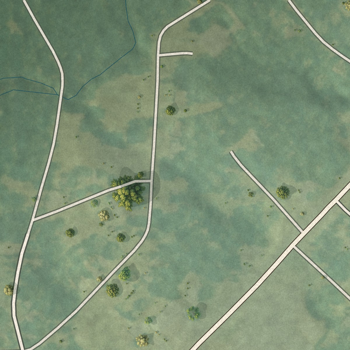 Second close-up of the map of East Hodge, Louisiana print showing more streets and buildings